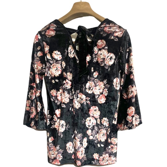 SM•NWT•TRIBAL JEANS•FLORAL MAHOGANY KNIT ‘SAMPLE’ TOP W FLARED SLEEVES• - Picture 4 of 6